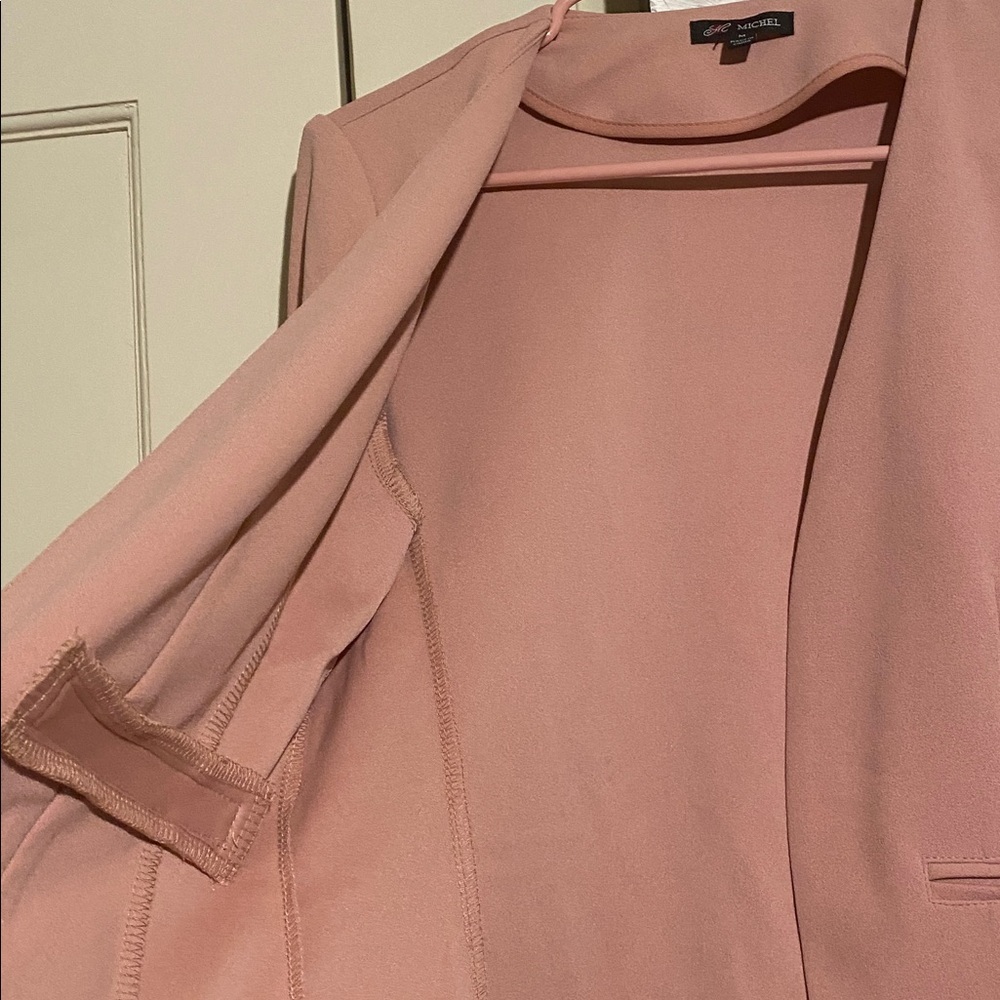 Blush Pink Cropped Blazer Jacket - Picture 5 of 6
